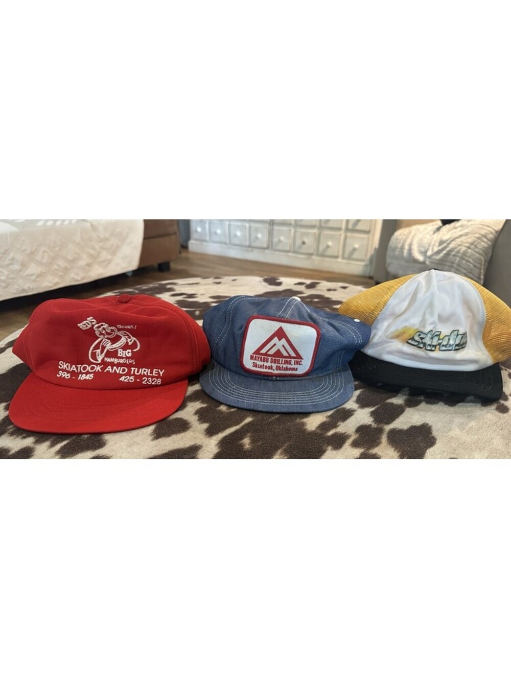 VTG USA Snapback Hat Lot Big C Mayabb Drilling Ski-Doo Trucker Caps Repair